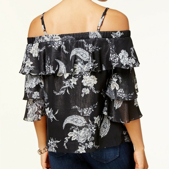 Metallic Ruffled Pullover Top Blouse - Picture 3 of 4